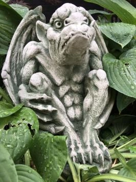 Gargoyle - Steinstatue - 23 x 28 cm - klassisch weiß